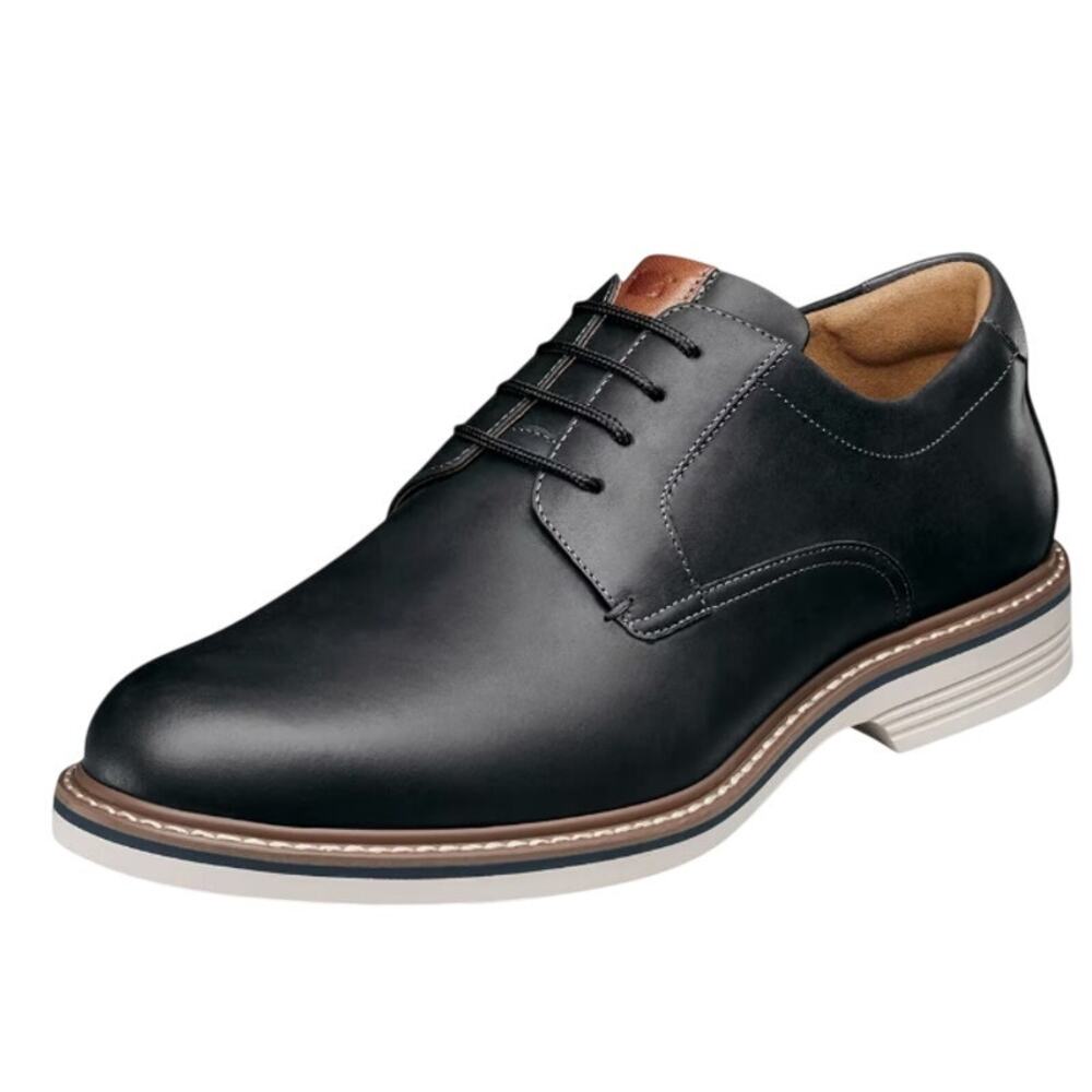 Florsheim Mens Norwalk Plain Toe Oxford Shoes Size 9 Wide Black Leather EUC